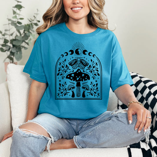 Mushroom Luna Moth Moon Phases T-Shirt