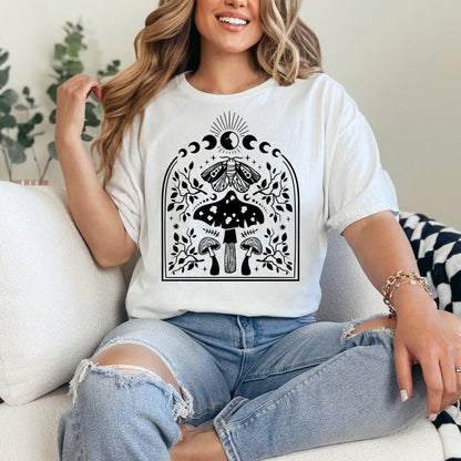 Mushroom Luna Moth Moon Phases T-Shirt