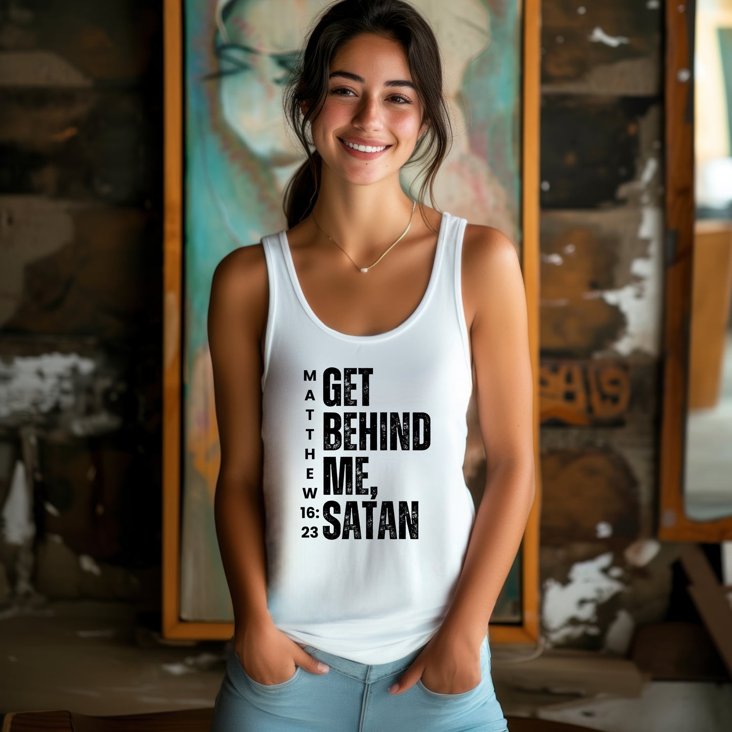 Get Behind Me Satan Racerback Tank Top